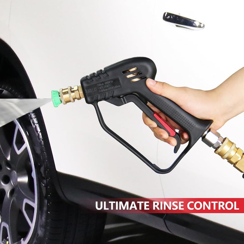EARLEAS Short Pressure Washer Gun with Swivel, Anti-Tangle Design, Max 4000 PSI, Heavy Duty, 3/8" QC & M22 14/15mm Inlet, 1/4" Quick Connect Outlet for Car Detailing - Image 5